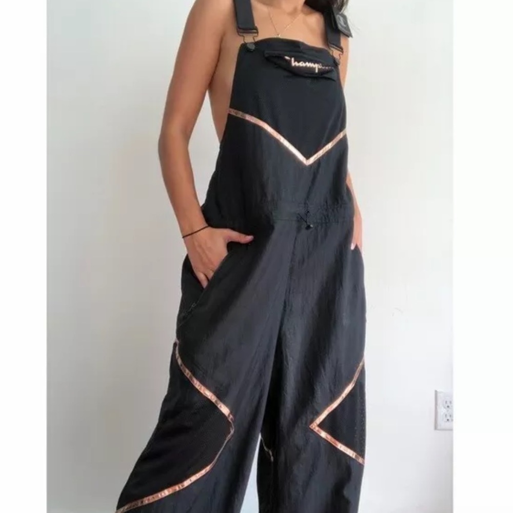 Champion nylon black & rose gold overalls/bibs